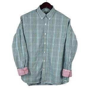 J McLaughlin Collis Shirt Mens M Green Glen Plaid Classic Button Down Holiday